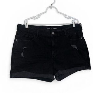 Old Navy Black Distressed  Boyfriend Rolled-Hem Jean Shorts SZ 16